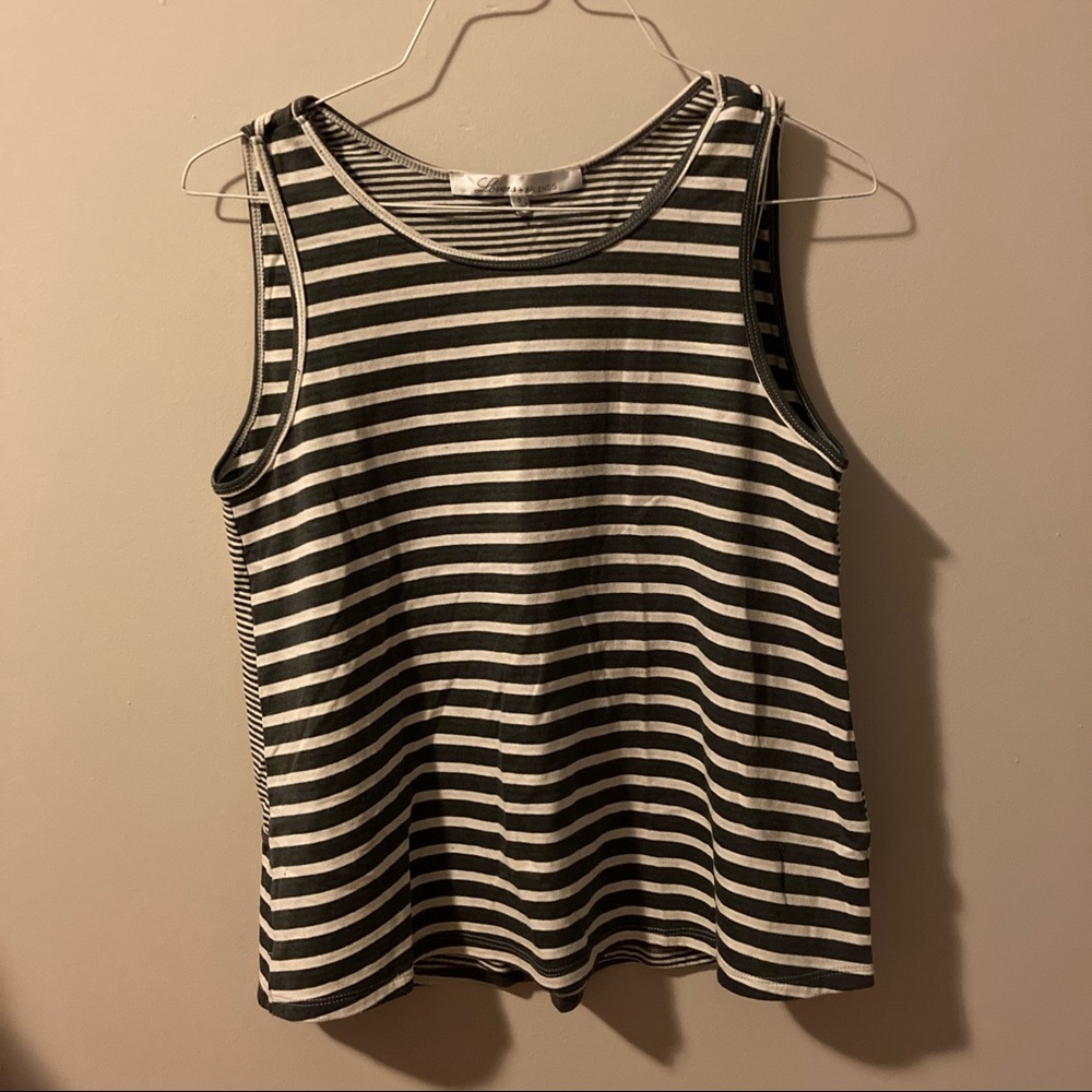 Lovers + Friends Racerback Gray Stripe Tank
